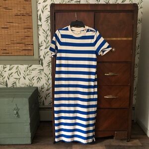Sezane Blue and White Striped Dress